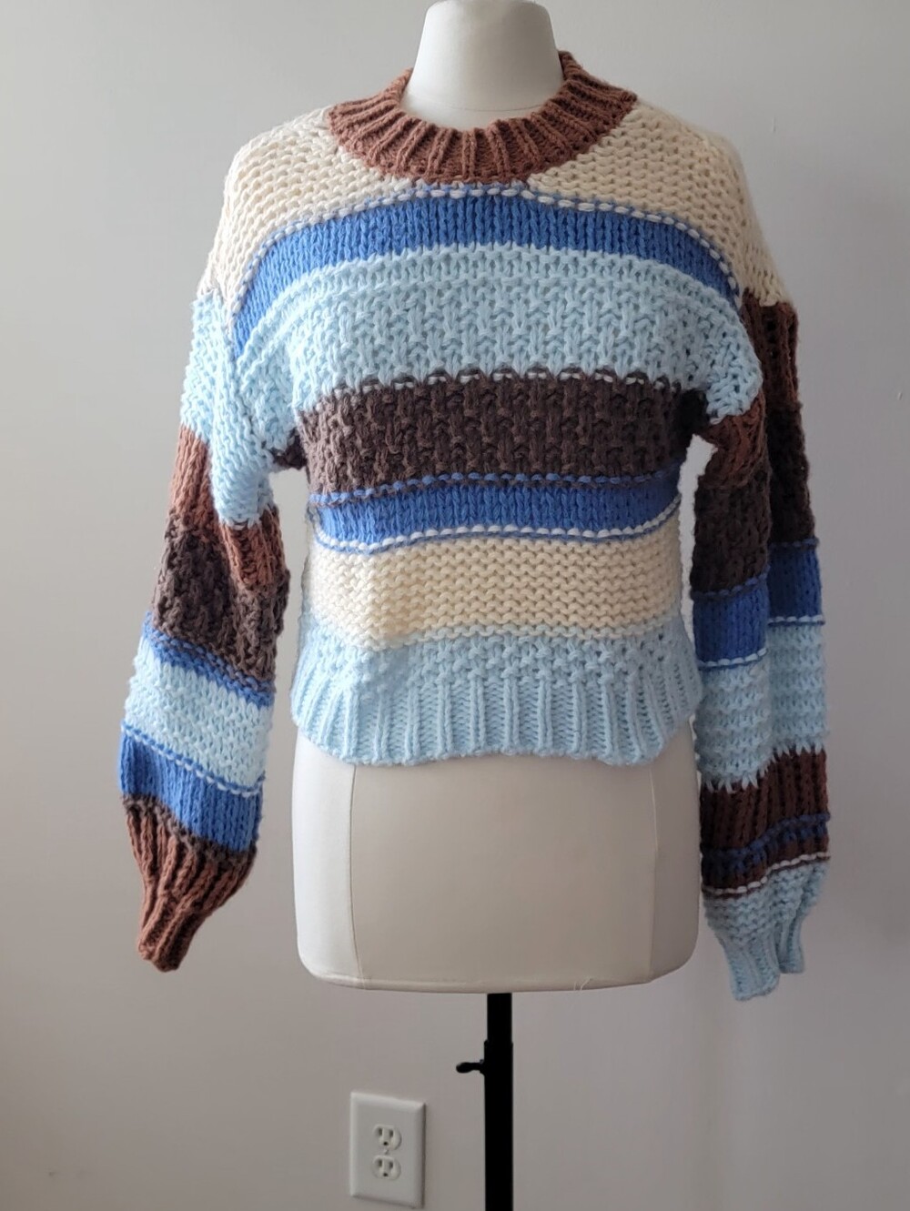 Altar'd State Women's XS Crew Neck Striped Pullover Sweater Long Sleeve Knit